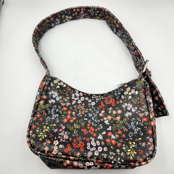wild fable Handbags - Wild‎ Fable Black Floral Shoulder Baguette Handbag Small Retro Y2K Style